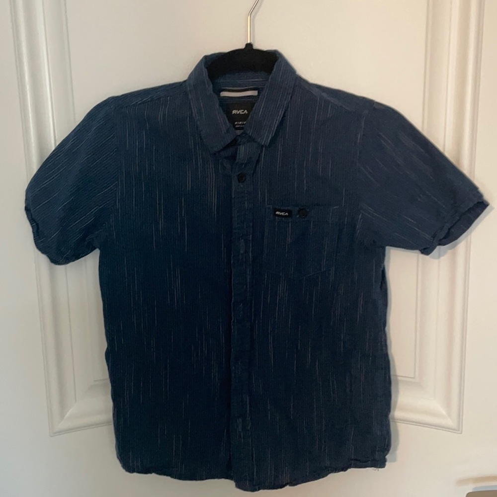 Boys RVCA blue medium button up shirt